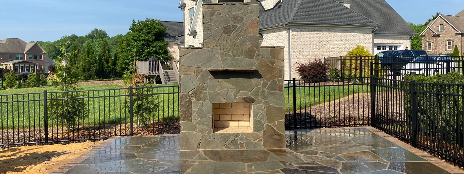 Outdoor Fireplace with Shale Tile